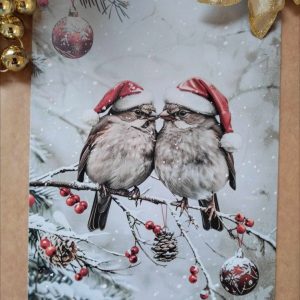 linnut oksalla joulutaulu A4