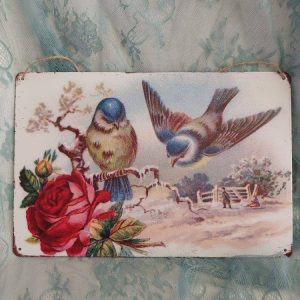 Nostalginen metallitaulu, "Linnut ja ruusu", A4