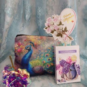 Pellavainen pussukka + Tuoksutuikut 6 kpl + Kimalleruusu -tarjouspaketti