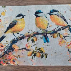 Pellavainen liina, Linnut ja sitruunat, 45 x 30 cm