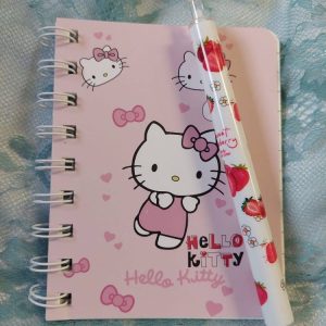 Pieni Hello Kitty -kierrevihko ja kuulamustekärkikynä -tarjouspaketti