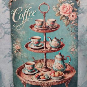 Nostalginen metallitaulu, Kahvihetki, A4