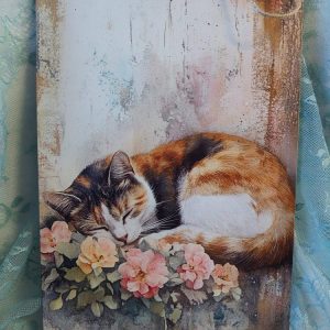 Nostalginen metallitaulu, Kissa kehrääväinen, A4