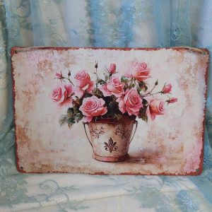 Nostalginen metallitaulu, Kaunis kukkakimppu, A4