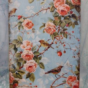 Nostalginen metallitaulu, Linnut ja Ruusupuu, A4