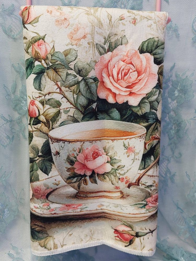 Kaunis, pehmeä Käsi-/ keittiöpyyhe, Päiväkahvilla - Image 2