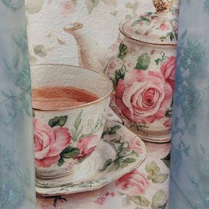Kaunis, pehmeä Käsi-/ keittiöpyyhe, Päiväkahvilla