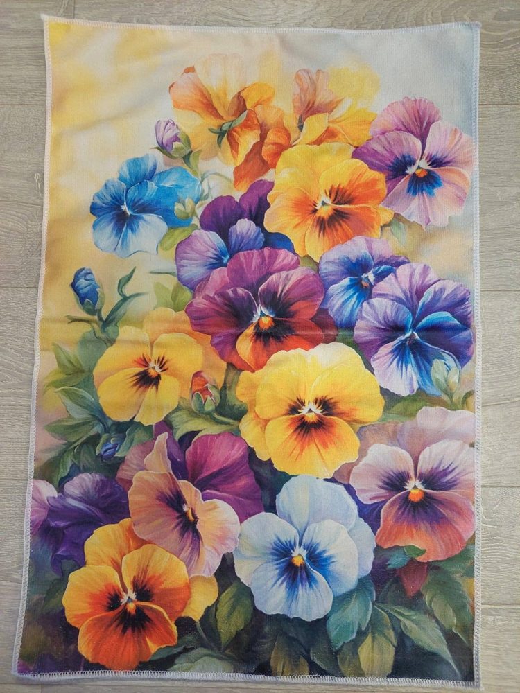 Laadukas, Kaunis Käsi- ja keittiöpyyhe, Kauniit Orvokit - Image 6