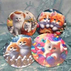 Suloiset Kissa -lasinaluset, 4 kpl