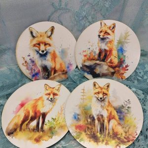 Veikeät Kettu -lasinaluset, 4 kpl