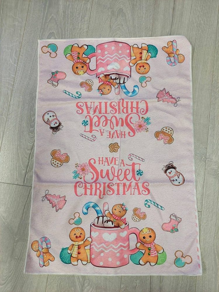 Pehmeä pastellin sävyinen käsi-, keittipyyhe, Piparien elämää, 2 kpl - Image 2