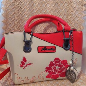 Kaunis, naisellinen Käsi-/ Olkalaukku kivoin koristein