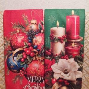 Kauniit Joulupyyhkeet, Joulupallot ja Kynttilät, 2 kpl