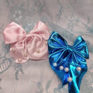 Satiiniset Hiusrusetit Helmillä, klipsikiinnitys