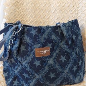 Rento, farkkutyylinen, tilava Käsi-, Olkalaukku