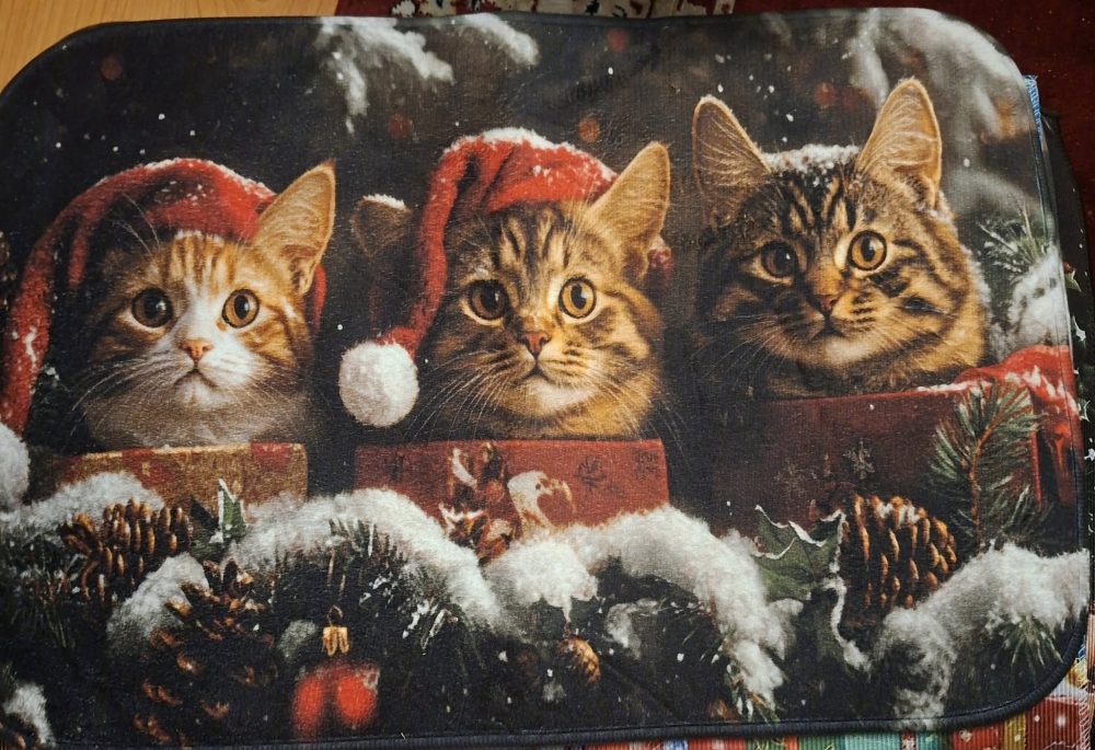 Jouluinen Pehmo-kynnysmatto jarrupohjalla, Odottavat Kissat - Image 7