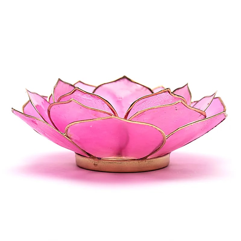 Vaaleanpunainen matala Lotus-tuikkulyhty, 13,5 cm - Image 2