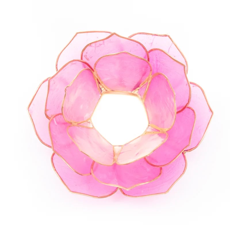 Vaaleanpunainen matala Lotus-tuikkulyhty, 13,5 cm - Image 3