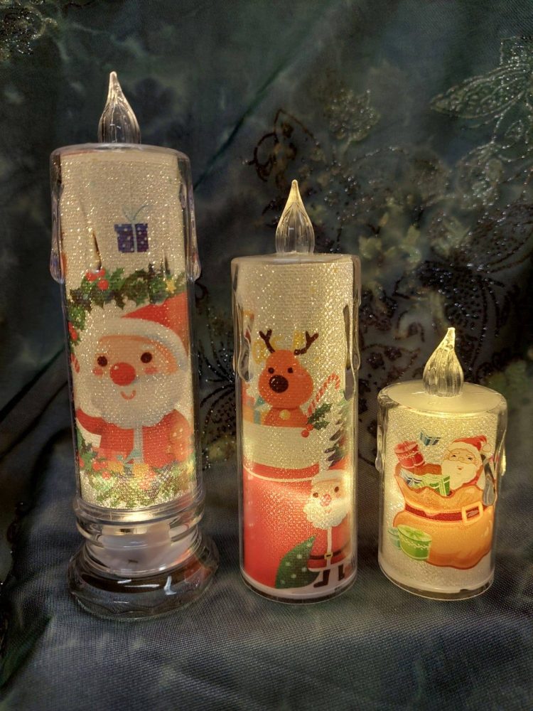 Kuvalliset Led-kynttilät kolmessa koossa, kauniisti kimaltelevat