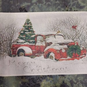Pellavainen liina/ tabletti, "Jouluauto", koko 45 x 30 cm