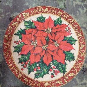 Pellavainen liina/ tabletti, "Joulutähdet", pyöreä