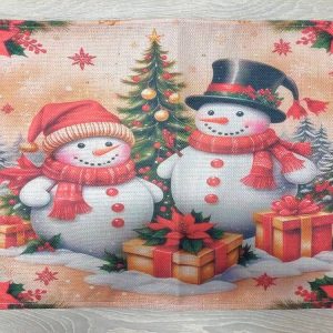 Suloinen pellavamainen Joululiina/ tabletti, Lumiukkojen Joulu