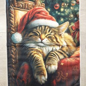 Suloinen, laadukas Joulupyyhe, Onnellisen kissan Joulu-uni