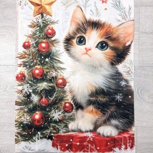 Kaunis ja laadukas Käsi-, keittiöpyyhe, Pienen kissan Joulu