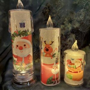 Kauniit kimaltavat kuviolliset Led-kynttilät 3 kpl