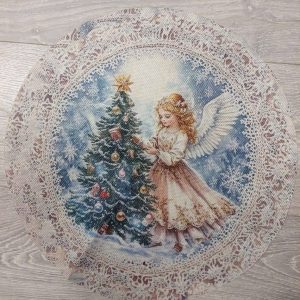 Kaunis pellavamainen Joululiina/ tabletti, Enkelin kosketus