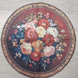 Kaunis pellavamainen pyöreä Liina/ tabletti, Ruusujen loisto