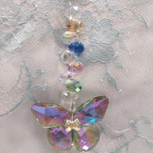 Kaunis Feng Shui -Kristalliriipus, vaaleanpunainen/ monivärinen Perhonen