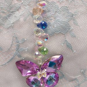 Kaunis Feng Shui -Kristalliriipus, violetti Perhonen