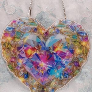 Kaunis sydämen muotoinen Ikkunakoriste, Sirpaleisena kokonainen Timantti, 20 cm