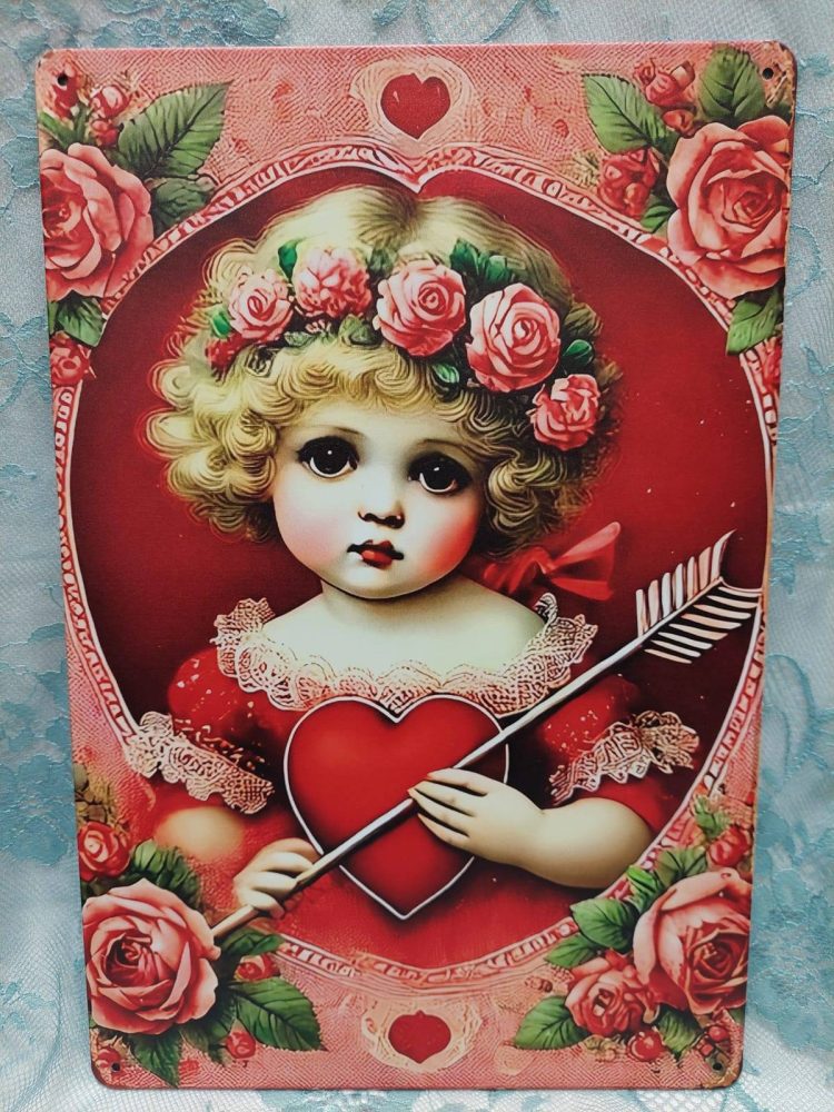 Vintage -metallitaulu, Sydänystävä, A4