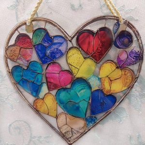 Sydämellinen Ikkunakoriste, Ystävänpäivä-Sydämet, 20 cm