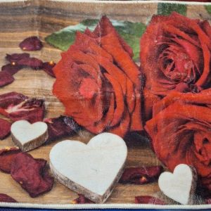 Kaunis Pehmo-kynnysmatto jarrupohjalla, Tulipunaiset Ruusut ja Sydämet