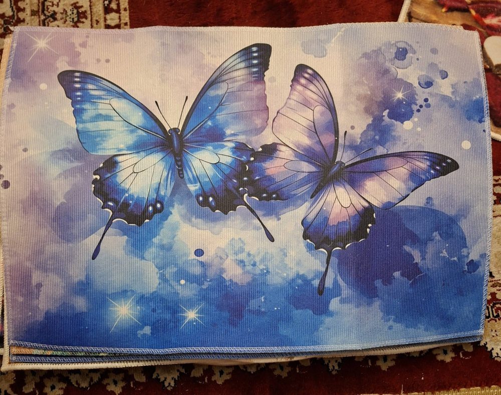 Kaunis Kynnysmatto jarrupohjalla, Siniturkoosit Perhoset - Image 2