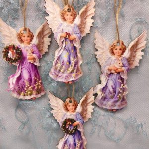 Kauniit lila-sävyiset Ilon Enkelit, 4 kpl