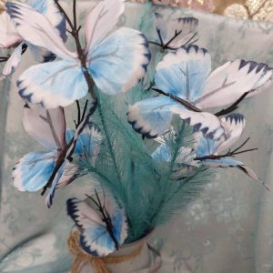 Kaunis Kestokukka, pitkä Höyhenoksa Perhosilla, vaaleansini-turkoosi