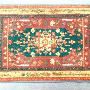 Kaunis Pehmo-kynnysmatto jarrupohjalla, marokkolaista kauneutta, oranssi-vihreä