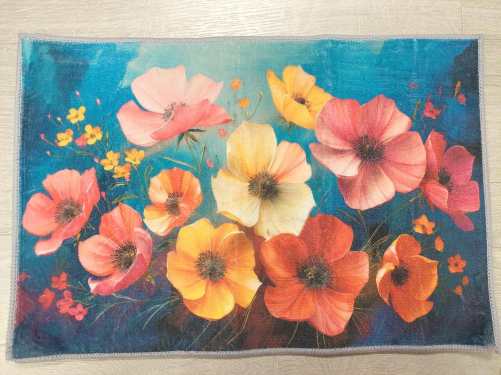 Kaunis Kynnysmatto/ vessan matto jarrupohjalla, Kukkien väriloisto