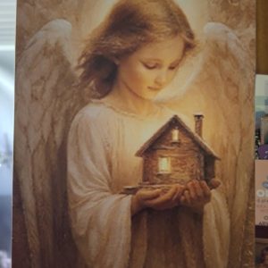 Kaunis Vintage -metallitaulu, Kodin suojelija -Enkeli, koko A4