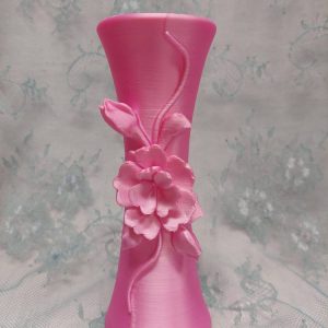 Uskomattoman kaunis Helmiäispinnoitettu Maljakko kukkakuvioinnilla, vaaleanpunainen