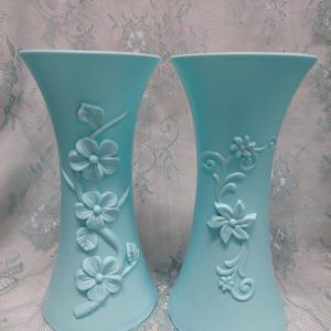 Uskomattoman kaunis Helmiäispintainen Maljakko kukkakoristeella, turkoosi