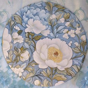 Romanttinen Hiirimatto, Sinivalkoiset Kukat, 22 cm