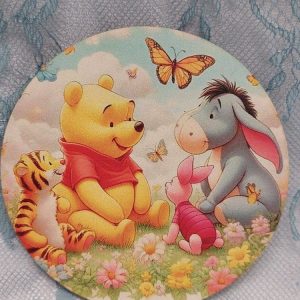 Vaneriset Lasinaluset korkkipohjalla, Nalle Puh ja ystävät kesänurmella, 4 kpl