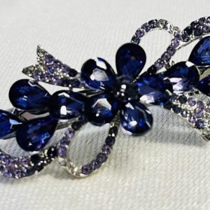 Kaunis Hiussolki Timanttikukilla ja kristalleilla, Royal Blue