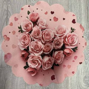 Pellavainen pitsireunainen Liina/ Tabletti, Ruususydän