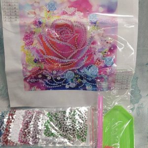 Kaunis Timanttihelmityö, Upea Ruusu, 20 x 20 cm